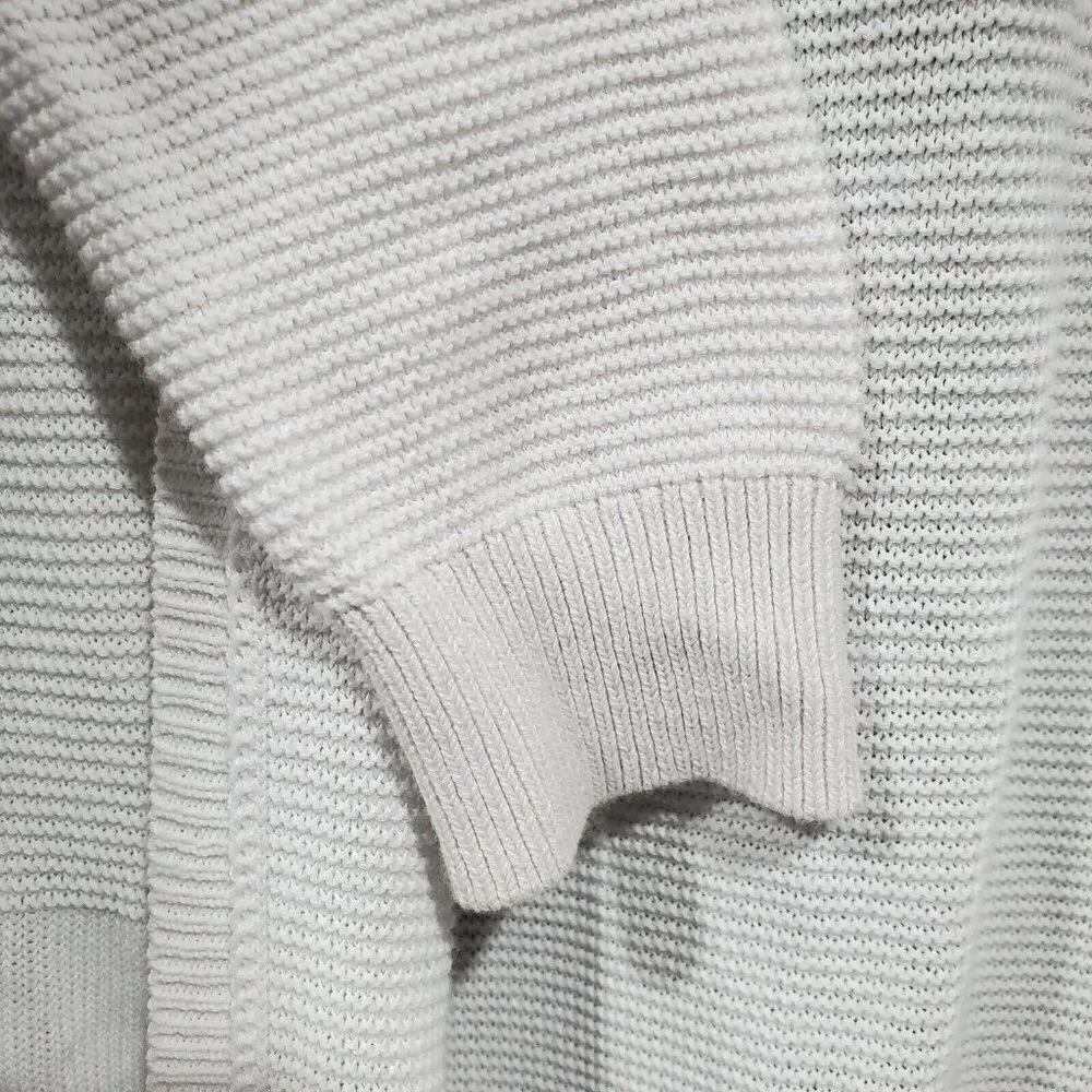 W By Worth Women's Ribbed Open Front Long Sleeve Cardigan Sweater White Pocket S